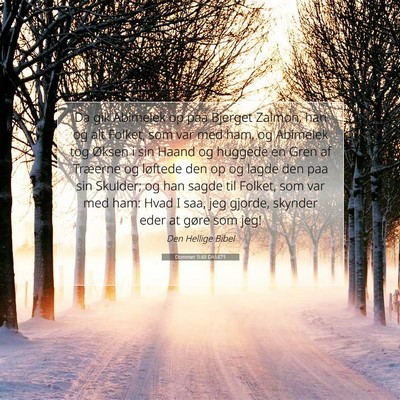 Picture 07 - Dommer 9:48 DA1871 - Da gik Abimelek op paa Bjerget Zalmon, han og alt - Bible Verse Picture