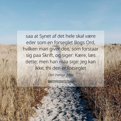 Picture 07 - Esajas 29:11 DA1871 - saa at Synet af det hele skal være eder som en - Bible Verse Picture