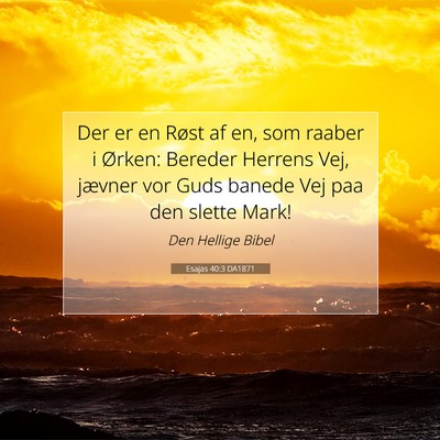 Picture 07 - Esajas 40:3 DA1871 - Der er en Røst af en, som raaber i Ørken: - Bible Verse Picture