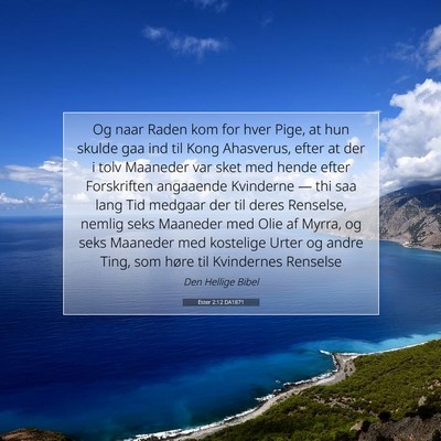 Picture 07 - Ester 2:12 DA1871 - Og naar Raden kom for hver Pige, at hun skulde - Bible Verse Picture