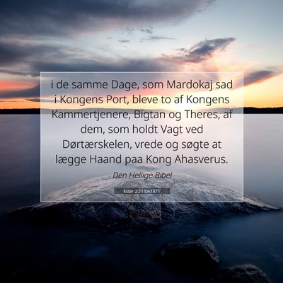 Picture 07 - Ester 2:21 DA1871 - i de samme Dage, som Mardokaj sad i Kongens Port, - Bible Verse Picture
