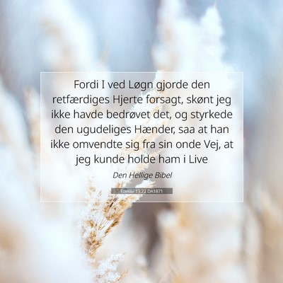 Picture 07 - Ezekiel 13:22 DA1871 - Fordi I ved Løgn gjorde den retfærdiges Hjerte - Bible Verse Picture