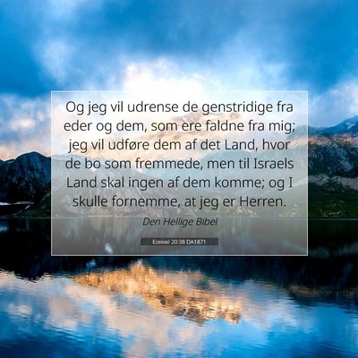 Picture 07 - Ezekiel 20:38 DA1871 - Og jeg vil udrense de genstridige fra eder og - Bible Verse Picture