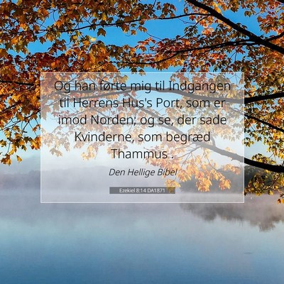 Picture 07 - Ezekiel 8:14 DA1871 - Og han førte mig til Indgangen til Herrens Hus's - Bible Verse Picture