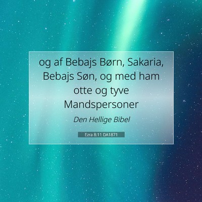 Picture 07 - Ezra 8:11 DA1871 - og af Bebajs Børn, Sakaria, Bebajs Søn, og med - Bible Verse Picture