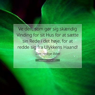 Picture 07 - Habakkuk 2:9 DA1871 - Ve den, som gør sig skændig Vinding for sit Hus - Bible Verse Picture