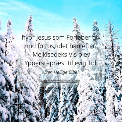 Picture 07 - Hebræerne 6:20 DA1871 - hvor Jesus som Forløber gik ind for os, idet han - Bible Verse Picture