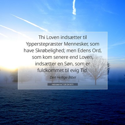 Picture 07 - Hebræerne 7:28 DA1871 - Thi Loven indsætter til Ypperstepræster - Bible Verse Picture