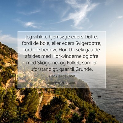 Picture 07 - Hoseas 4:14 DA1871 - Jeg vil ikke hjemsøge eders Døtre, fordi de - Bible Verse Picture