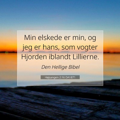 Picture 07 - Højsangen 2:16 DA1871 - Min elskede er min, og jeg er hans, som vogter - Bible Verse Picture