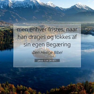 Picture 07 - Jakob 1:14 DA1871 - men enhver fristes, naar han drages og lokkes af - Bible Verse Picture