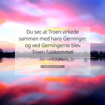 Picture 07 - Jakob 2:22 DA1871 - Du ser, at Troen virkede sammen med hans - Bible Verse Picture