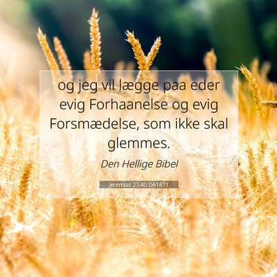 Picture 07 - Jeremias 23:40 DA1871 - og jeg vil lægge paa eder evig Forhaanelse og - Bible Verse Picture