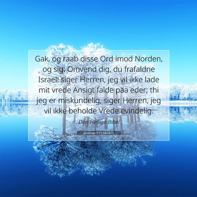 Picture 07 - Jeremias 3:12 DA1871 - Gak, og raab disse Ord imod Norden, og sig: - Bible Verse Picture