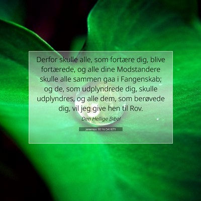 Picture 07 - Jeremias 30:16 DA1871 - Derfor skulle alle, som fortære dig, blive - Bible Verse Picture