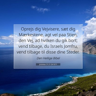 Picture 07 - Jeremias 31:21 DA1871 - Oprejs dig Vejvisere, sæt dig Mærkestene, agt - Bible Verse Picture
