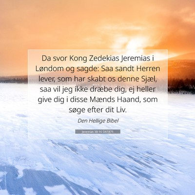 Picture 07 - Jeremias 38:16 DA1871 - Da svor Kong Zedekias Jeremias i Løndom og - Bible Verse Picture