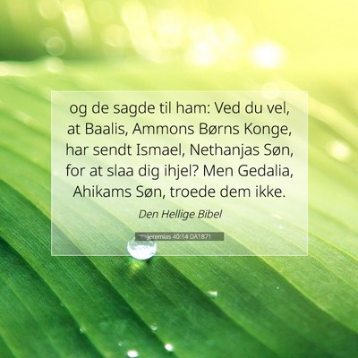 Picture 07 - Jeremias 40:14 DA1871 - og de sagde til ham: Ved du vel, at Baalis, - Bible Verse Picture