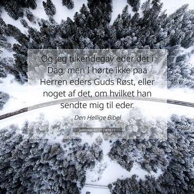 Picture 07 - Jeremias 42:21 DA1871 - Og jeg tilkendegav eder det i Dag, men I hørte - Bible Verse Picture