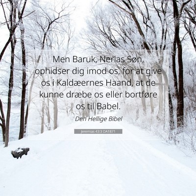 Picture 07 - Jeremias 43:3 DA1871 - Men Baruk, Nerias Søn, ophidser dig imod os, for - Bible Verse Picture