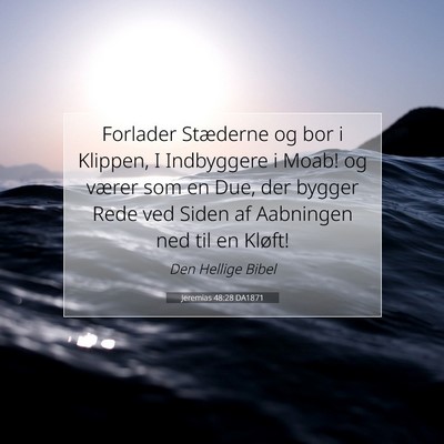 Picture 07 - Jeremias 48:28 DA1871 - Forlader Stæderne og bor i Klippen, I Indbyggere - Bible Verse Picture