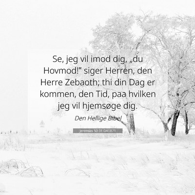 Picture 07 - Jeremias 50:31 DA1871 - Se, jeg vil imod dig, „du Hovmod!‟ siger - Bible Verse Picture
