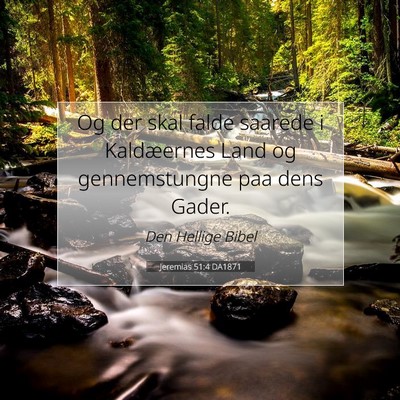 Picture 07 - Jeremias 51:4 DA1871 - Og der skal falde saarede i Kaldæernes Land og - Bible Verse Picture