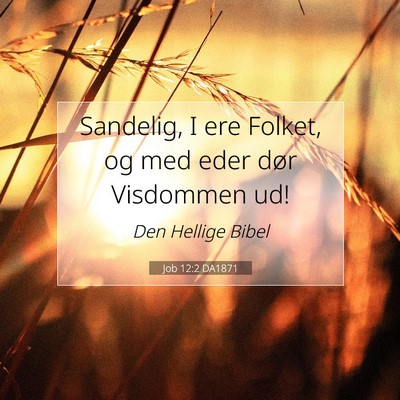 Picture 07 - Job 12:2 DA1871 - Sandelig, I ere Folket, og med eder dør - Bible Verse Picture