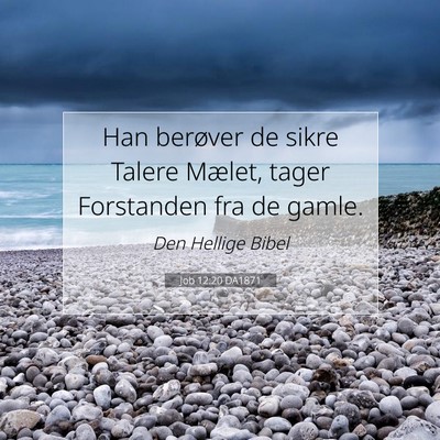 Picture 07 - Job 12:20 DA1871 - Han berøver de sikre Talere Mælet, tager - Bible Verse Picture