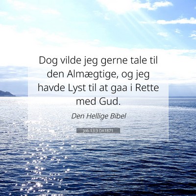 Picture 07 - Job 13:3 DA1871 - Dog vilde jeg gerne tale til den Almægtige, og - Bible Verse Picture