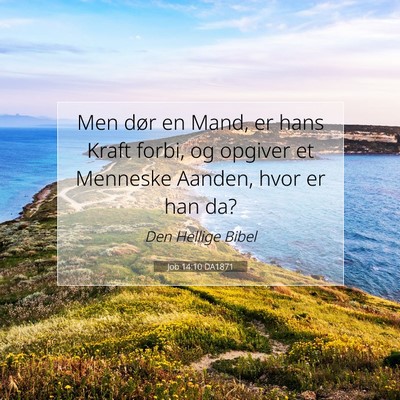 Picture 07 - Job 14:10 DA1871 - Men dør en Mand, er hans Kraft forbi, og opgiver - Bible Verse Picture
