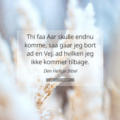 Picture 07 - Job 16:22 DA1871 - Thi faa Aar skulle endnu komme, saa gaar jeg bort - Bible Verse Picture