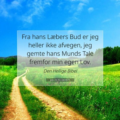 Picture 07 - Job 23:12 DA1871 - Fra hans Læbers Bud er jeg heller ikke afvegen, - Bible Verse Picture