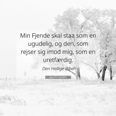 Picture 07 - Job 27:7 DA1871 - Min Fjende skal staa som en ugudelig, og den, som - Bible Verse Picture