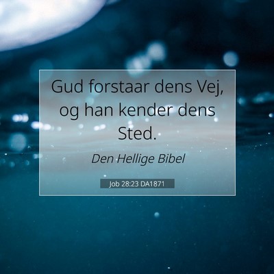 Picture 07 - Job 28:23 DA1871 - Gud forstaar dens Vej, og han kender dens - Bible Verse Picture