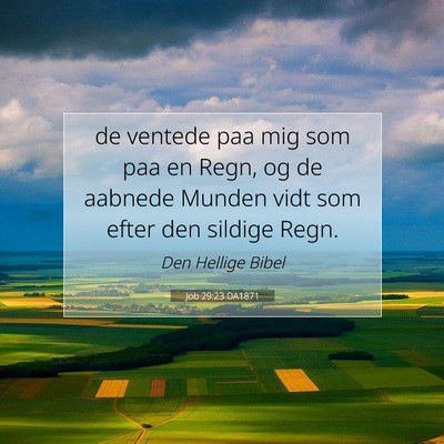 Picture 07 - Job 29:23 DA1871 - de ventede paa mig som paa en Regn, og de aabnede - Bible Verse Picture