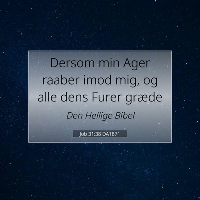 Picture 07 - Job 31:38 DA1871 - Dersom min Ager raaber imod mig, og alle dens - Bible Verse Picture