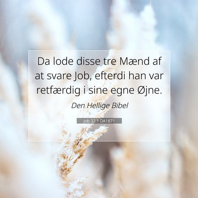 Picture 07 - Job 32:1 DA1871 - Da lode disse tre Mænd af at svare Job, efterdi - Bible Verse Picture
