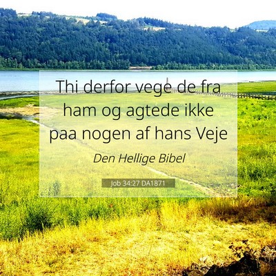 Picture 07 - Job 34:27 DA1871 - Thi derfor vege de fra ham og agtede ikke paa - Bible Verse Picture