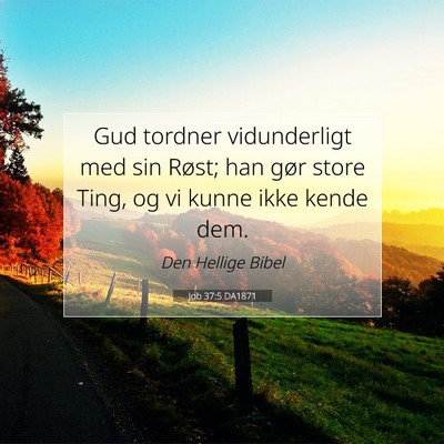 Picture 07 - Job 37:5 DA1871 - Gud tordner vidunderligt med sin Røst; han gør - Bible Verse Picture