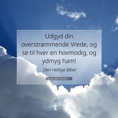 Picture 07 - Job 40:6 DA1871 - Udgyd din overstrømmende Vrede, og se til hver - Bible Verse Picture
