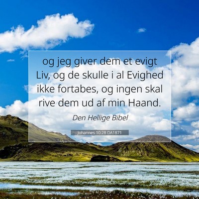 Picture 07 - Johannes 10:28 DA1871 - og jeg giver dem et evigt Liv, og de skulle i al - Bible Verse Picture
