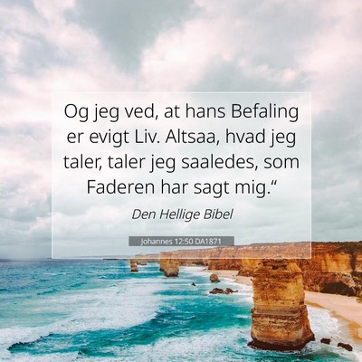 Picture 07 - Johannes 12:50 DA1871 - Og jeg ved, at hans Befaling er evigt Liv. - Bible Verse Picture