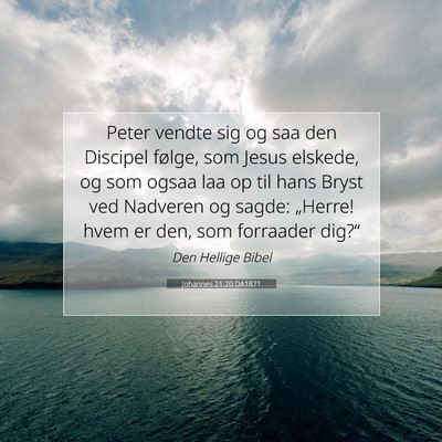 Picture 07 - Johannes 21:20 DA1871 - Peter vendte sig og saa den Discipel følge, som - Bible Verse Picture