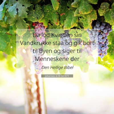 Picture 07 - Johannes 4:28 DA1871 - Da lod Kvinden sin Vandkrukke staa og gik bort - Bible Verse Picture