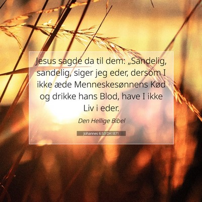 Picture 07 - Johannes 6:53 DA1871 - Jesus sagde da til dem: „Sandelig, sandelig, - Bible Verse Picture