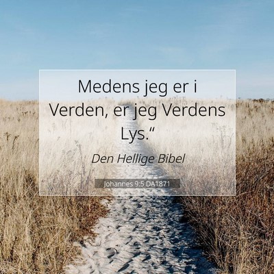 Picture 07 - Johannes 9:5 DA1871 - Medens jeg er i Verden, er jeg Verdens - Bible Verse Picture