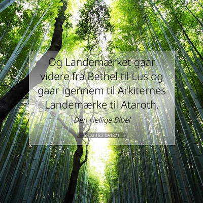 Picture 07 - Josua 16:2 DA1871 - Og Landemærket gaar videre fra Bethel til Lus og - Bible Verse Picture