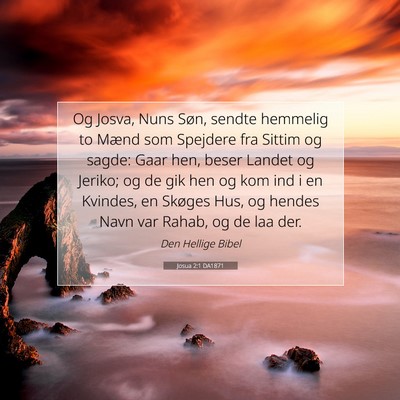 Picture 07 - Josua 2:1 DA1871 - Og Josva, Nuns Søn, sendte hemmelig to Mænd som - Bible Verse Picture