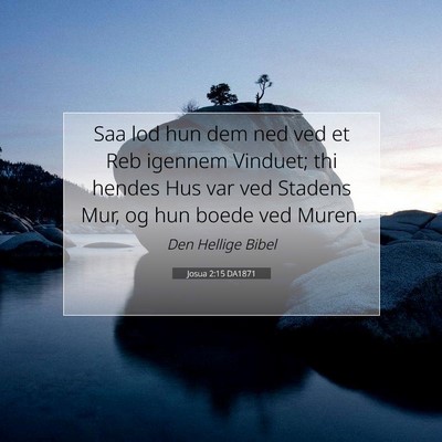 Picture 07 - Josua 2:15 DA1871 - Saa lod hun dem ned ved et Reb igennem Vinduet; - Bible Verse Picture